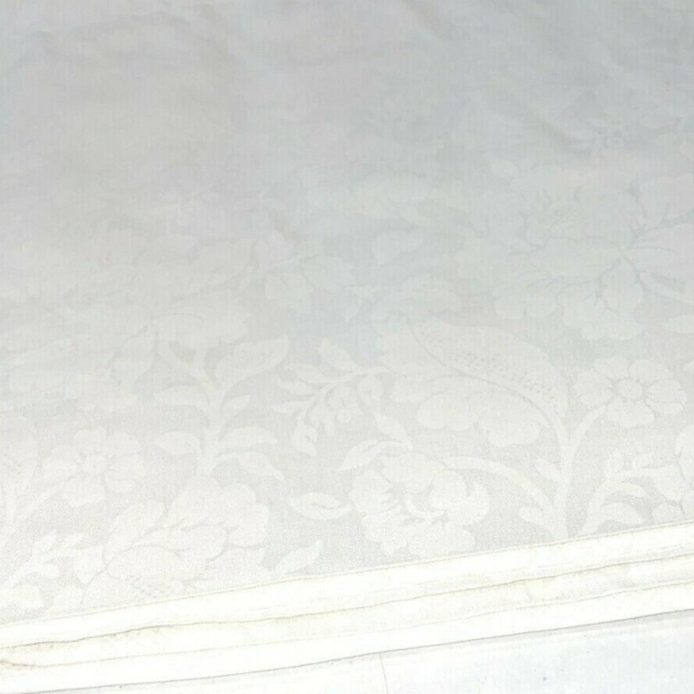 Vintage 70s JC Penney White Valance Curtain Wide Luxury Rare Solid Floral Print